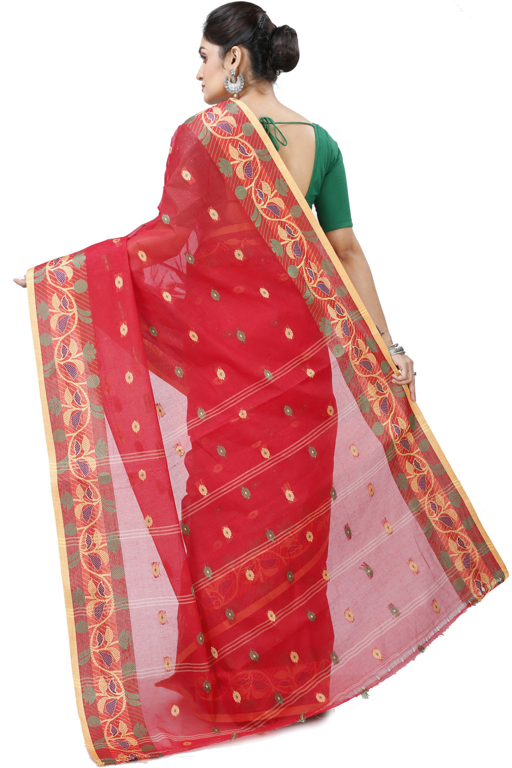 Red Pure Cotton Govindi Tant Saree (940)